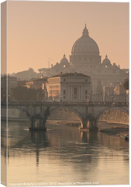 St Peters Basilica and Ponte Sant Angelo in Rome Canvas Print by stefano baldini