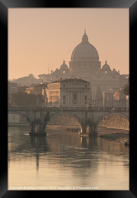 St Peters Basilica and Ponte Sant Angelo in Rome Framed Print by stefano baldini