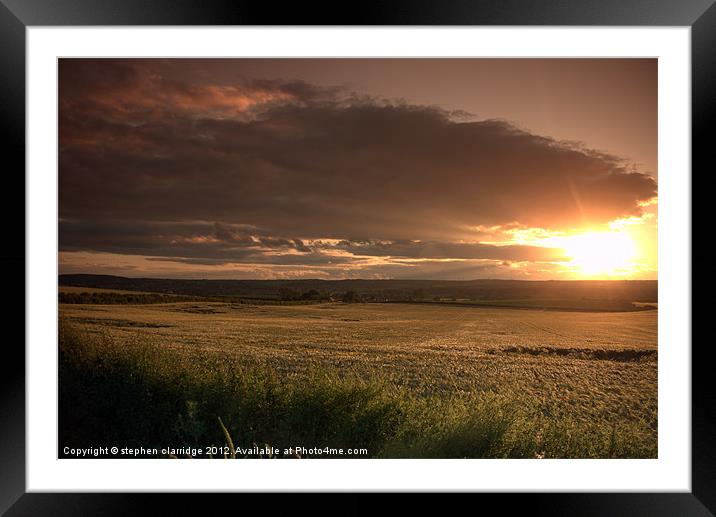 sunset over corn fields Framed Mounted Print by stephen clarridge