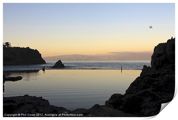 Rock pool at dawn, Crab Island, Tenerife Print by Phil Crean