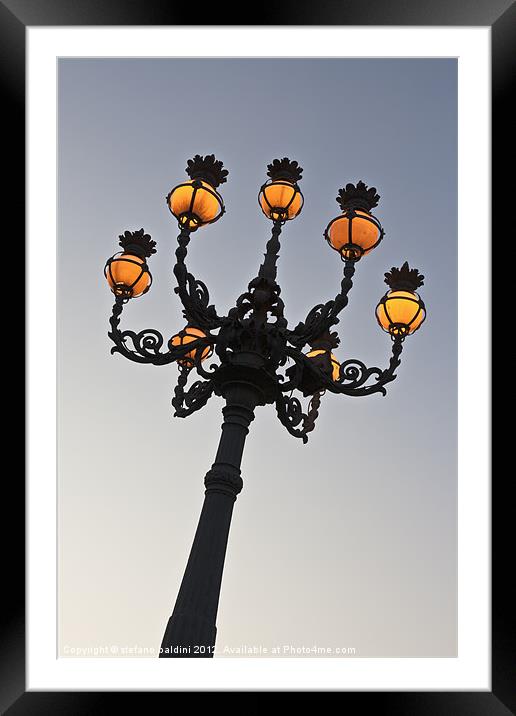 Lamp post at the Vatican city at dusk Framed Mounted Print by stefano baldini