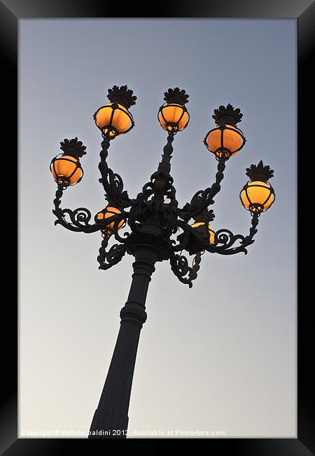 Lamp post at the Vatican city at dusk Framed Print by stefano baldini