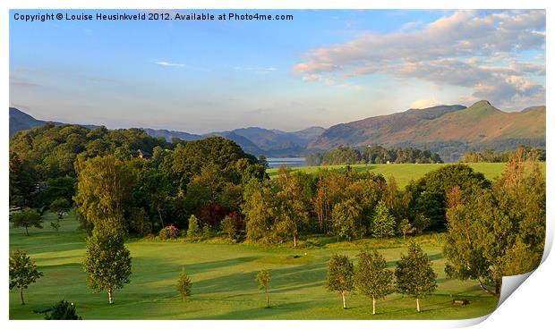 Borrowdale and Derwentwater at dawn Print by Louise Heusinkveld