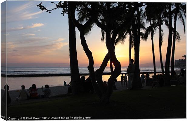 Waikiki sunset Canvas Print by Phil Crean