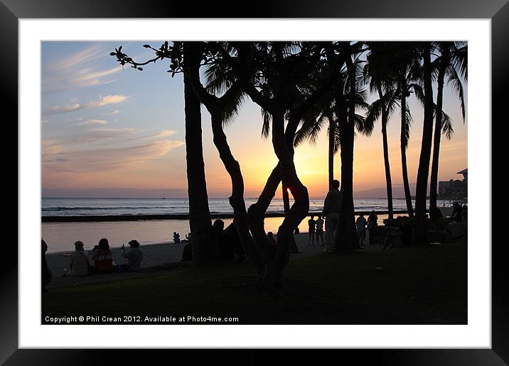 Waikiki sunset Framed Mounted Print by Phil Crean
