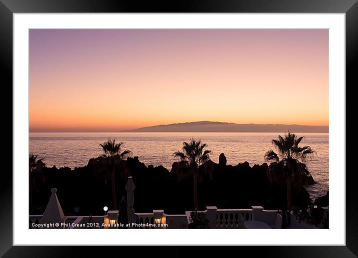 Sunset view Tenerife to Gomera Framed Mounted Print by Phil Crean