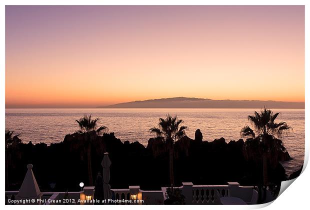 Sunset view Tenerife to Gomera Print by Phil Crean