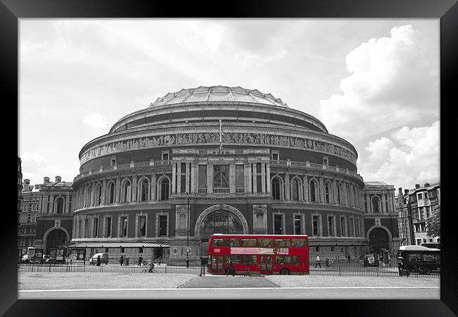 Royal Albert Hall Red Bus Framed Print by David French