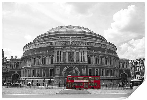 Royal Albert Hall Red Bus Print by David French