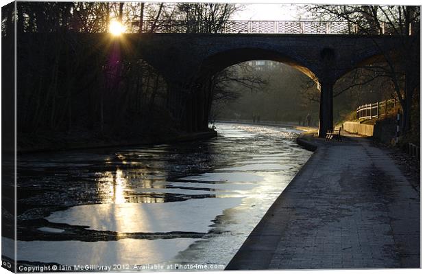Frozen Canal at Sunset Canvas Print by Iain McGillivray