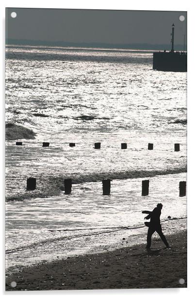 skipping stones on bridlington beach Acrylic by Johnathan  Dixon