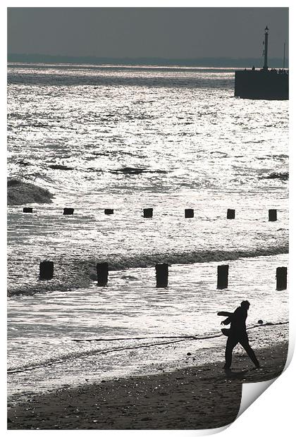 skipping stones on bridlington beach Print by Johnathan  Dixon