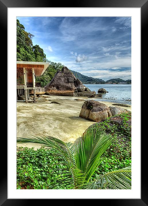 Tropical Beach Framed Mounted Print by Adrian Evans