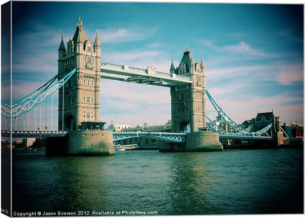 Tower Bridge - A Postcard Canvas Print by J J Everson