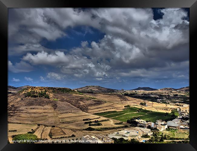Hills of Gozo Framed Print by William AttardMcCarthy