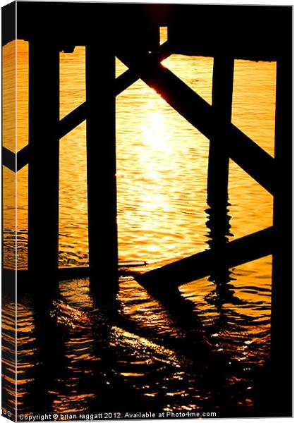 Dock Supports At Sunrise Turkey Bodrum Canvas Print by Brian  Raggatt