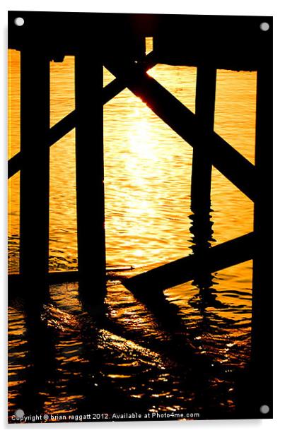 Dock Supports At Sunrise Turkey Bodrum Acrylic by Brian  Raggatt