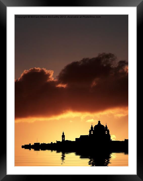 Mdina Silhouette Framed Mounted Print by William AttardMcCarthy