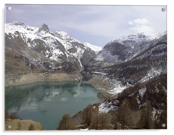 Alpine reservoir Acrylic by James Woodward