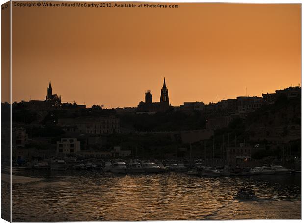 Mgarr Harbour at Dusk Canvas Print by William AttardMcCarthy