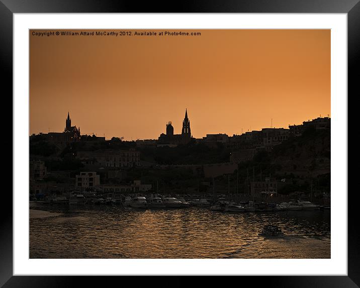 Mgarr Harbour at Dusk Framed Mounted Print by William AttardMcCarthy
