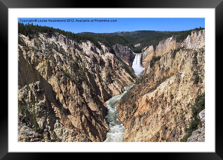 Yellowstone River Lower Falls Framed Mounted Print by Louise Heusinkveld