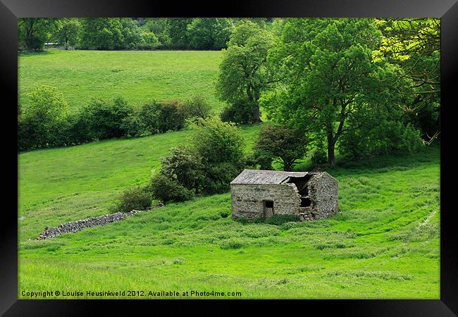 Derelict stone barn in Bishopdale Framed Print by Louise Heusinkveld