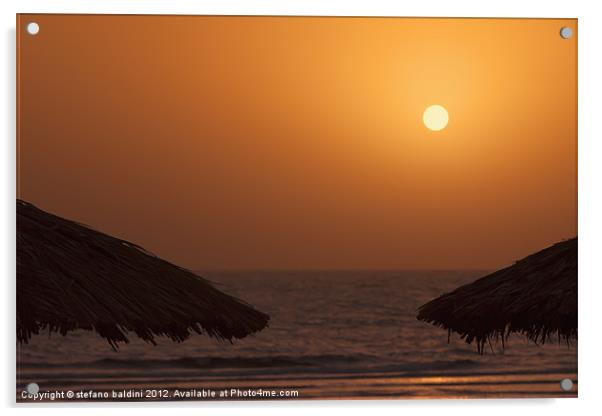 Sunrise with beach parasol, Dahab, Egypt Acrylic by stefano baldini