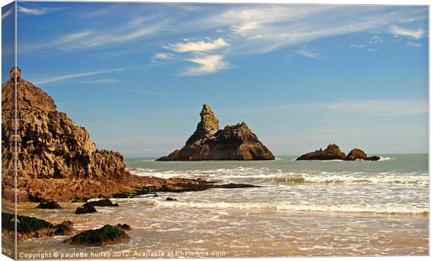 Church Rock.Broad Haven South Beach. Canvas Print by paulette hurley