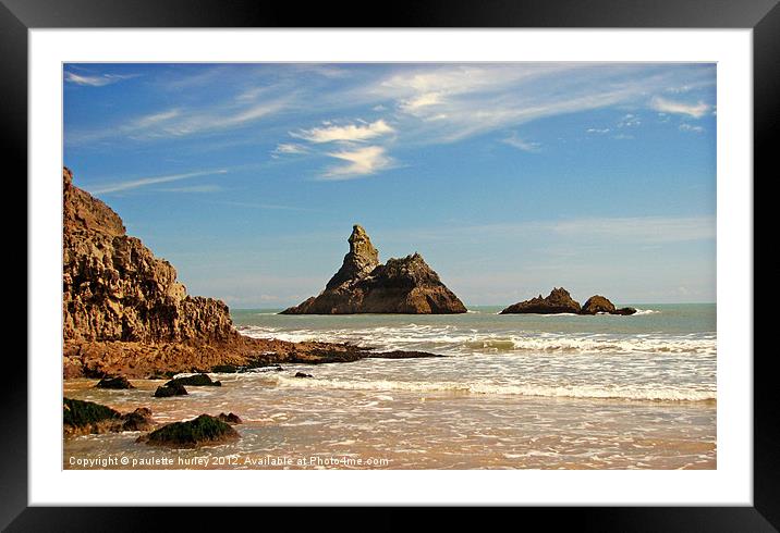 Church Rock.Broad Haven South Beach. Framed Mounted Print by paulette hurley