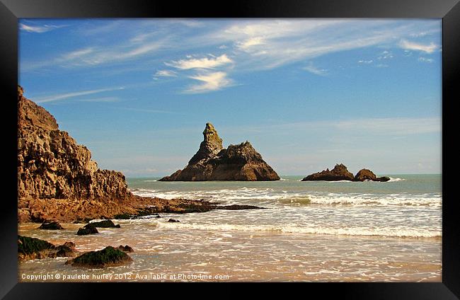 Church Rock.Broad Haven South Beach. Framed Print by paulette hurley