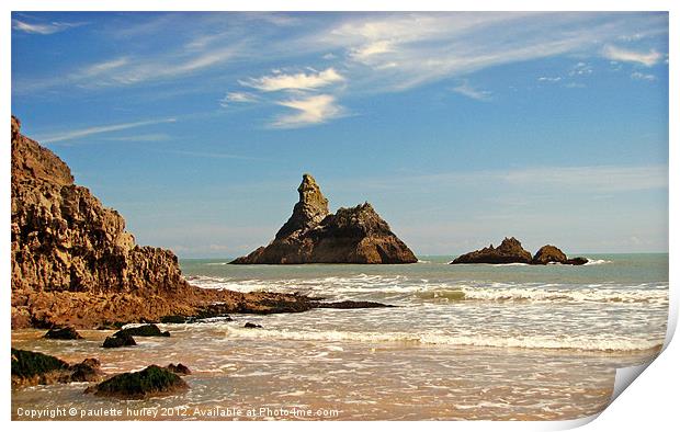Church Rock.Broad Haven South Beach. Print by paulette hurley