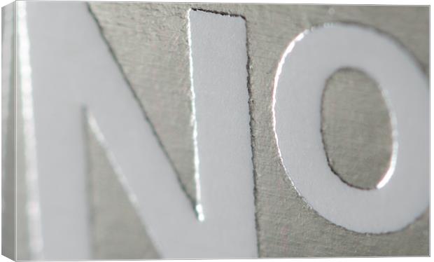 NO NO big bold abstract textured word no in silver Canvas Print by Andy Smy