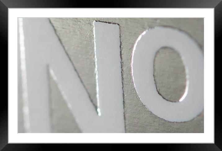 NO NO big bold abstract textured word no in silver Framed Mounted Print by Andy Smy
