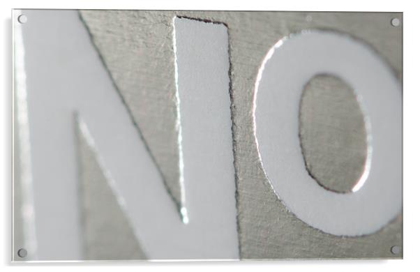 NO NO big bold abstract textured word no in silver Acrylic by Andy Smy