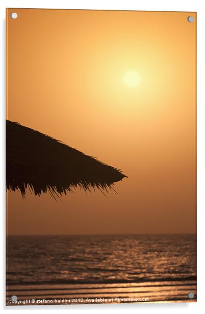 Sunrise with beach parasol, Dahab, Egypt Acrylic by stefano baldini