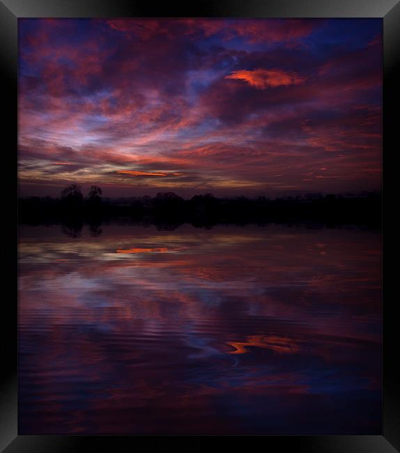 Red Sunset Reflected In Pool Framed Print by Steven Clements LNPS