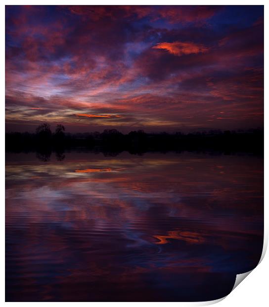 Red Sunset Reflected In Pool Print by Steven Clements LNPS