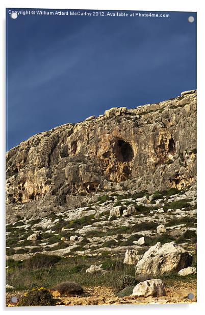 Ghar Lapsi Cliffs Acrylic by William AttardMcCarthy