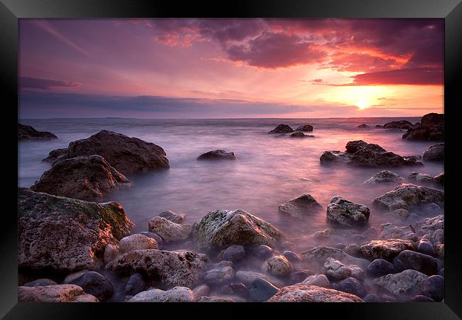 Alum Bay Sunset Framed Print by Barry Maytum