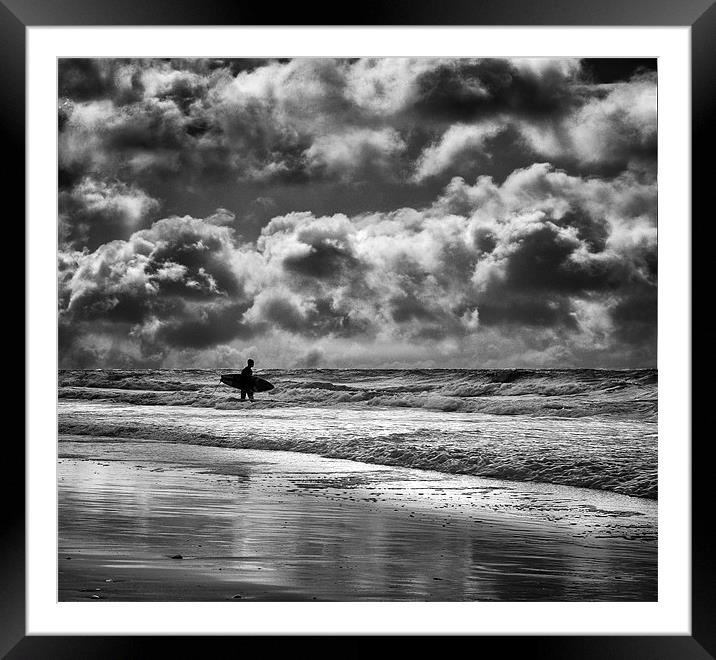 Stormy Sky Surfer Framed Mounted Print by Jennie Franklin