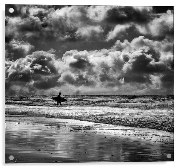 Stormy Sky Surfer Acrylic by Jennie Franklin