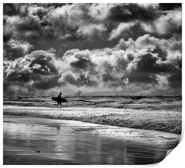 Stormy Sky Surfer Print by Jennie Franklin
