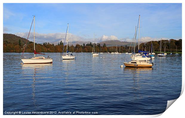 Sailboats in Bowness-on-Windermere Print by Louise Heusinkveld