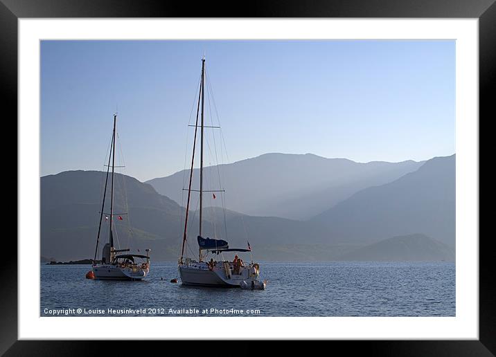 Sailing boats at dawn, Turkey Framed Mounted Print by Louise Heusinkveld