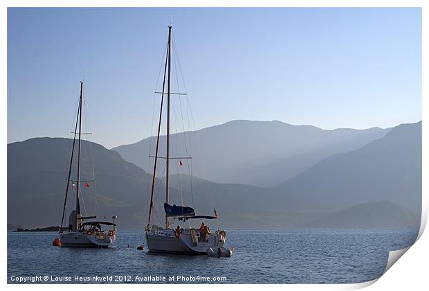 Sailing boats at dawn, Turkey Print by Louise Heusinkveld