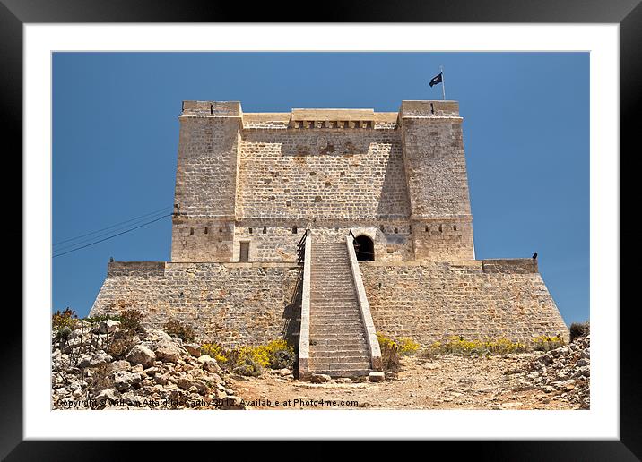 Santa Maria Tower in Comino Framed Mounted Print by William AttardMcCarthy