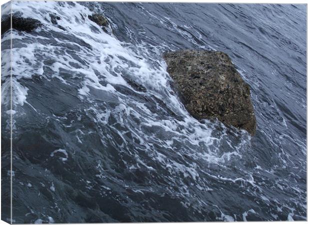 Swirling Water Around Rocks Canvas Print by Hollie McAuley