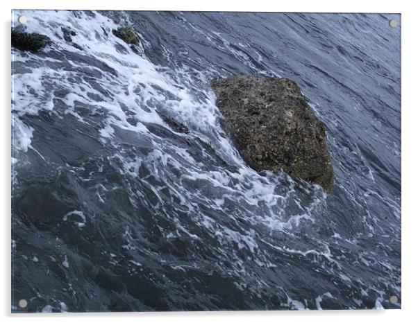 Swirling Water Around Rocks Acrylic by Hollie McAuley