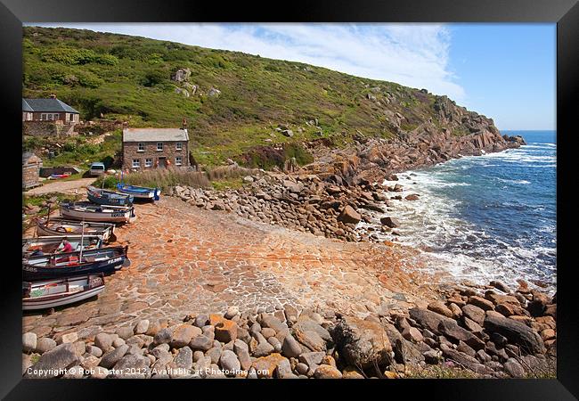 Cornish Fishing Cove. Framed Print by Rob Lester